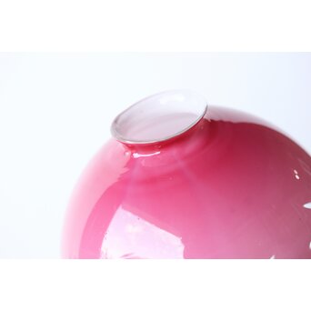 稀品 大正昭和期 金赤 桃色切子電笠 照明　A503 