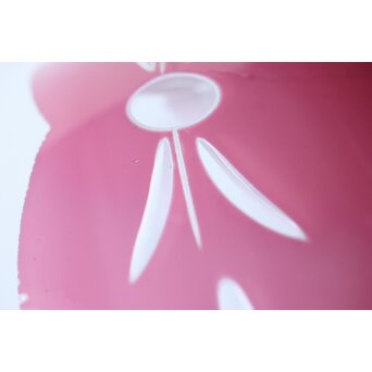 稀品 大正昭和期 金赤 桃色切子電笠 照明　A503 