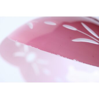 稀品 大正昭和期 金赤 桃色切子電笠 照明　A503 