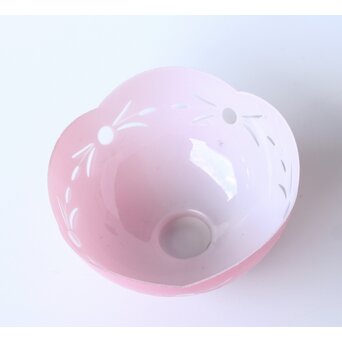 稀品 大正昭和期 金赤 桃色切子電笠 照明　A503 