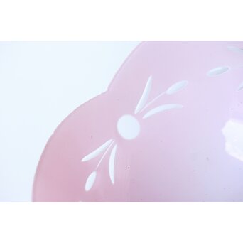 稀品 大正昭和期 金赤 桃色切子電笠 照明　A503 