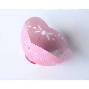 稀品 大正昭和期 金赤 桃色切子電笠 照明　A503 