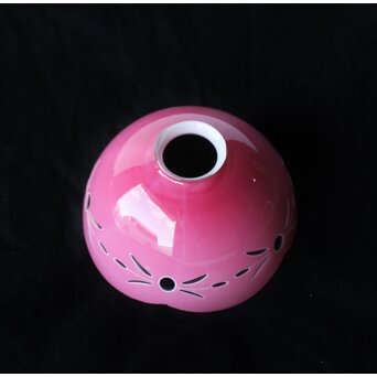 稀品 大正昭和期 金赤 桃色切子電笠 照明　A503 