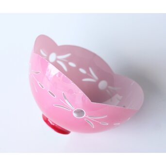 稀品 大正昭和期 金赤 桃色切子電笠 照明　A503 