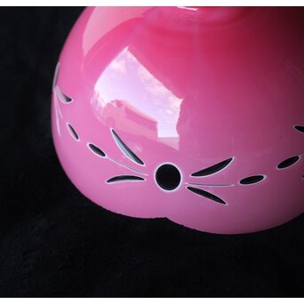 稀品 大正昭和期 金赤 桃色切子電笠 照明　A503 