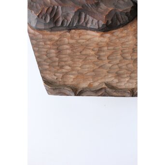 間見谷喜文 アイヌ彫刻 木彫エカシ像壁掛　X591 