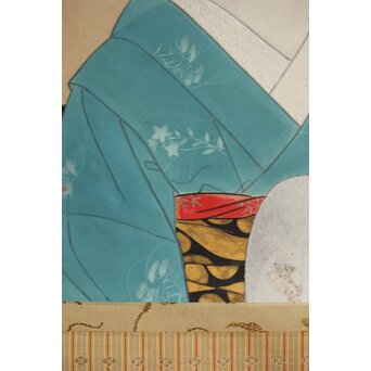 合掌描 中村貞以 舞子美人画 絹本軸装　Z634 