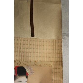 合掌描 中村貞以 舞子美人画 絹本軸装　Z634 