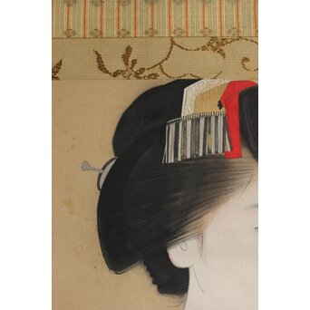 合掌描 中村貞以 舞子美人画 絹本軸装　Z634 