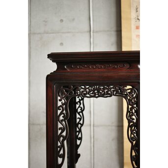 唐木 紫檀意盆栽卓 高卓　X592 