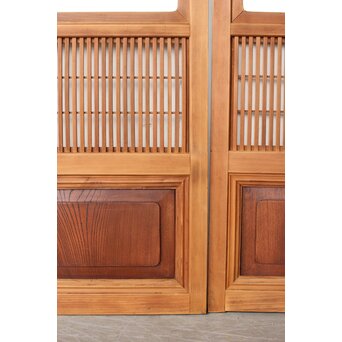 障子枠付 腰板欅 格子戸 4枚1組　L1166 