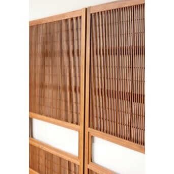 障子枠付 腰板欅 格子戸 4枚1組　L1166 