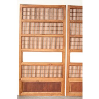 障子枠付 腰板欅 格子戸 4枚1組　L1166 