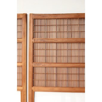 障子枠付 腰板欅 格子戸 4枚1組　L1166 