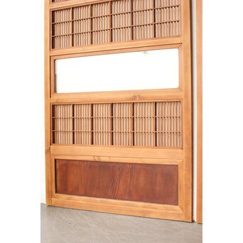 障子枠付 腰板欅 格子戸 4枚1組　L1166 