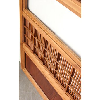 障子枠付 腰板欅 格子戸 4枚1組　L1166 