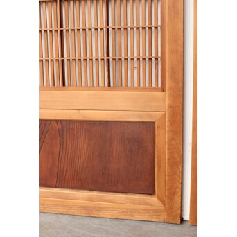 障子枠付 腰板欅 格子戸 4枚1組　L1166 