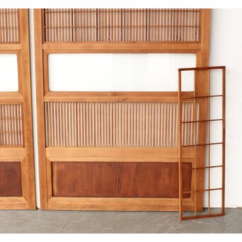 障子枠付 腰板欅 格子戸 4枚1組　L1166 