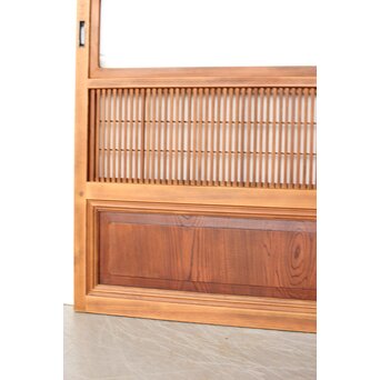 障子枠付 腰板欅 格子戸 4枚1組　L1166 