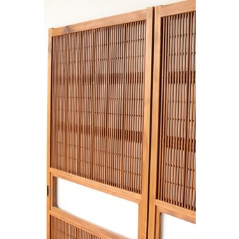 障子枠付 腰板欅 格子戸 4枚1組　L1166 