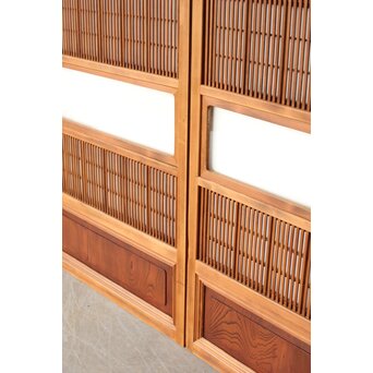 障子枠付 腰板欅 格子戸 4枚1組　L1166 