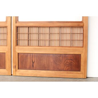 障子枠付 腰板欅 格子戸 4枚1組　L1166 