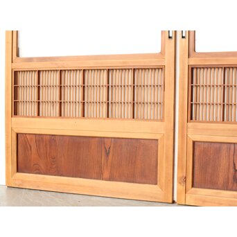 障子枠付 腰板欅 格子戸 4枚1組　L1166 