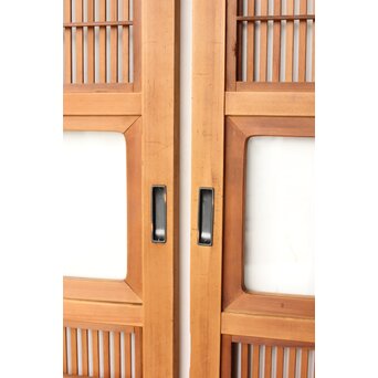 障子枠付 腰板欅 格子戸 4枚1組　L1166 