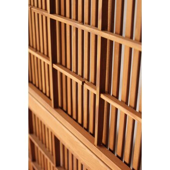 障子枠付 腰板欅 格子戸 4枚1組　L1166 