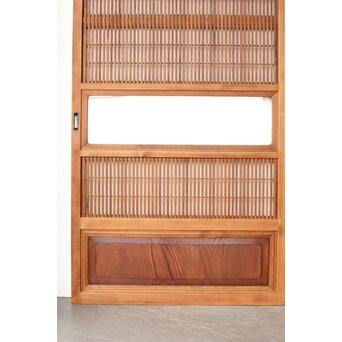 障子枠付 腰板欅 格子戸 4枚1組　L1166 