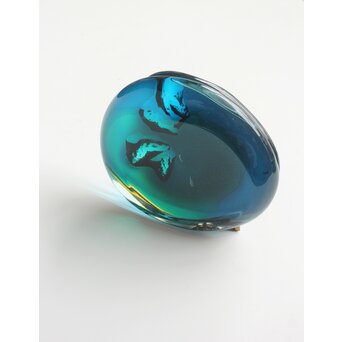 益田芳徳 ガラス硯 共箱　Y060