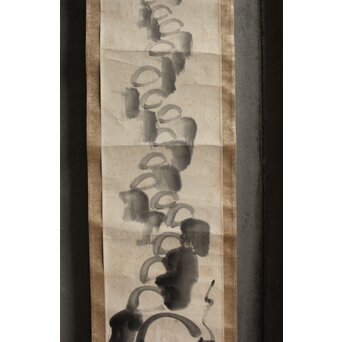 南天棒 白崖窟 中原鄧州 托鉢行列図 双幅掛軸 Z636 