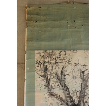 倣 田能村直入 花図 掛軸　Z638 