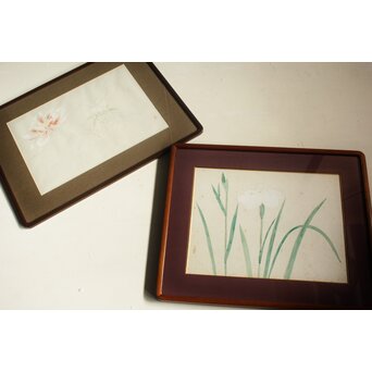 土田麦僊 素描画 額装一対　Z640