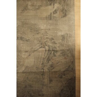 清人画家 費晴湖 山水 絹本掛軸　Z641 