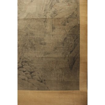 清人画家 費晴湖 山水 絹本掛軸　Z641 