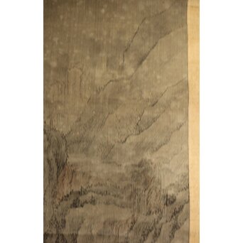 清人画家 費晴湖 山水 絹本掛軸　Z641 