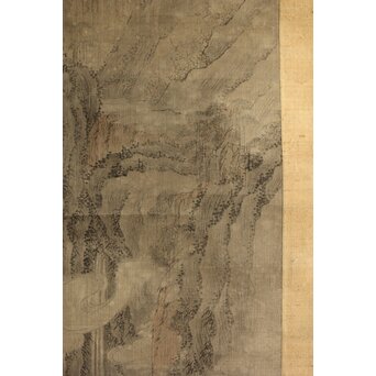 清人画家 費晴湖 山水 絹本掛軸　Z641 