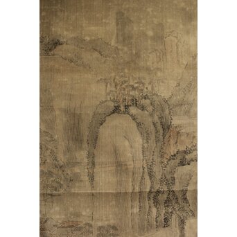 清人画家 費晴湖 山水 絹本掛軸　Z641 