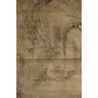 清人画家 費晴湖 山水 絹本掛軸　Z641 