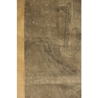 清人画家 費晴湖 山水 絹本掛軸　Z641 