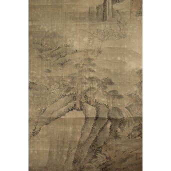 清人画家 費晴湖 山水 絹本掛軸　Z641 