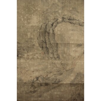 清人画家 費晴湖 山水 絹本掛軸　Z641 