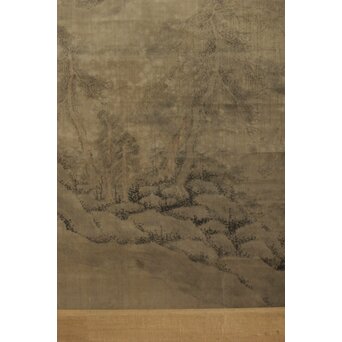 清人画家 費晴湖 山水 絹本掛軸　Z641 