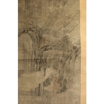 清人画家 費晴湖 山水 絹本掛軸　Z641 