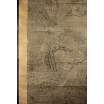 清人画家 費晴湖 山水 絹本掛軸　Z641 