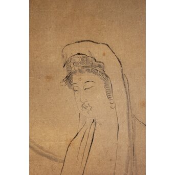 山崎弁栄 観音図 光明主義運動 紙本掛軸　Z642 