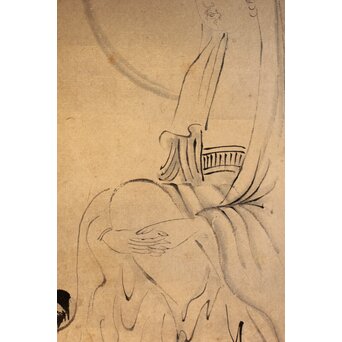 山崎弁栄 観音図 光明主義運動 紙本掛軸　Z642 