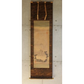 山崎弁栄 観音図 光明主義運動 紙本掛軸　Z642 