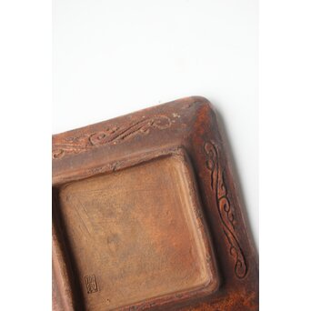 常滑焼 森下長蔵/朋親 屈輪文角皿 瓶座　P550 